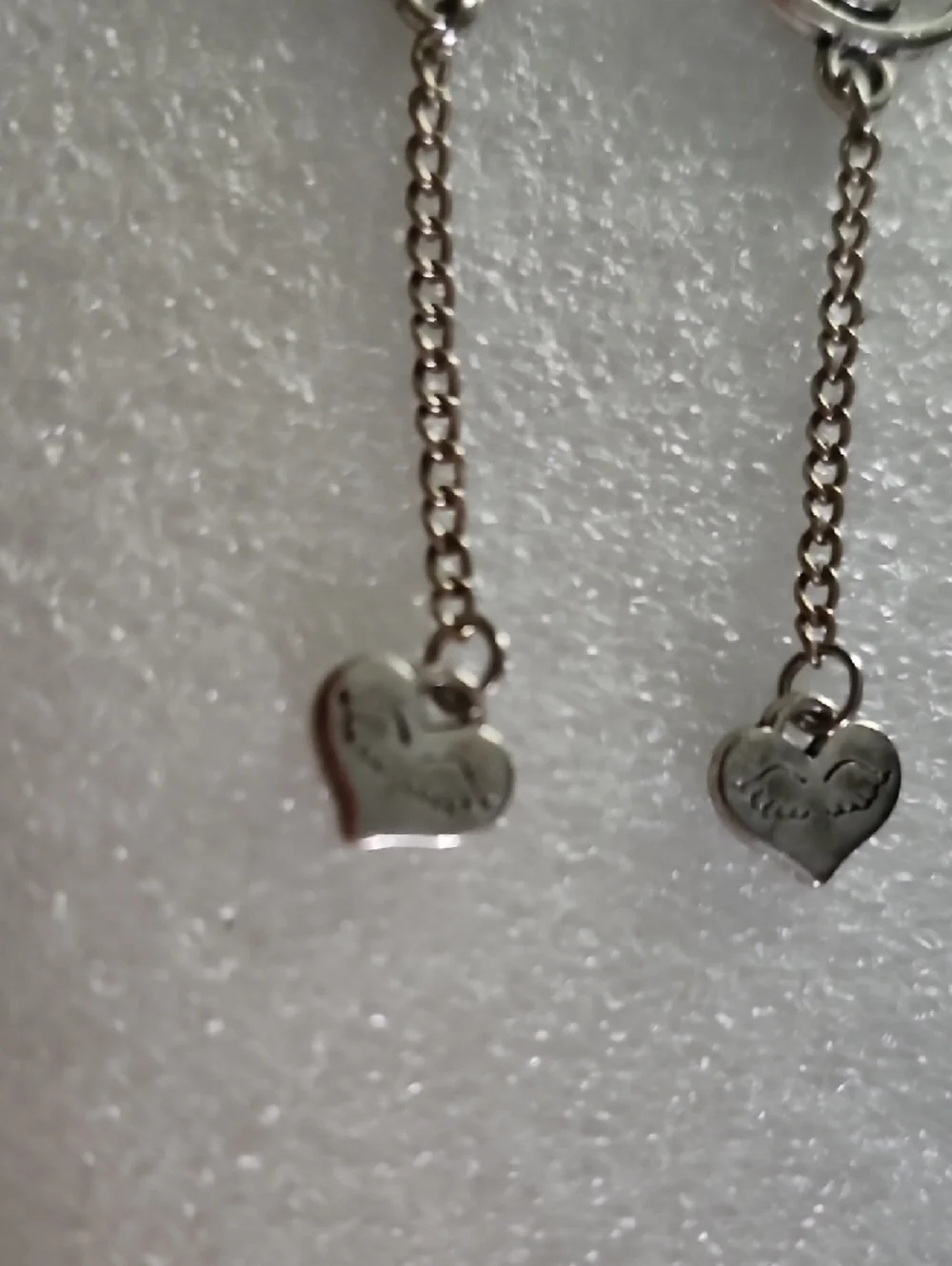 Hand Crafted Silver Swirl Drop Earrings with Heart Charm